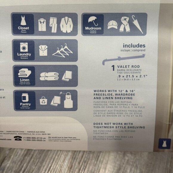 Rubbermaid Fast Track Closet Valet Rod White 1954964 NEW 2015 Closet Organizer - Picture 5 of 6